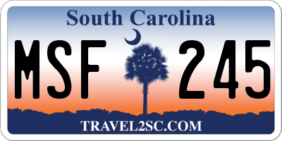 SC license plate MSF245