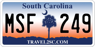 SC license plate MSF249