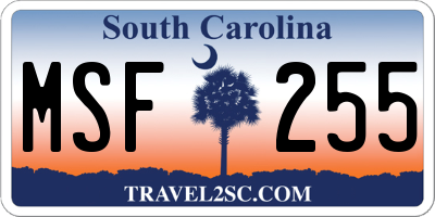SC license plate MSF255
