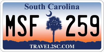 SC license plate MSF259