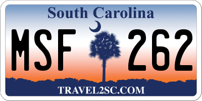 SC license plate MSF262