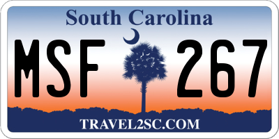 SC license plate MSF267
