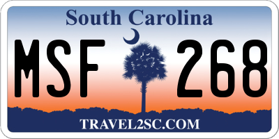 SC license plate MSF268