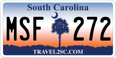 SC license plate MSF272