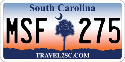 SC license plate MSF275