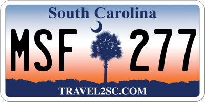 SC license plate MSF277
