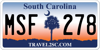 SC license plate MSF278