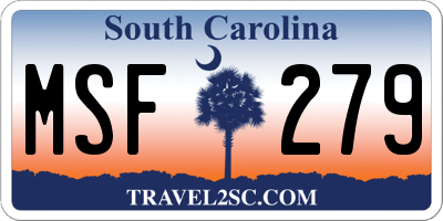 SC license plate MSF279