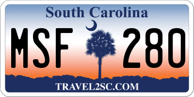 SC license plate MSF280