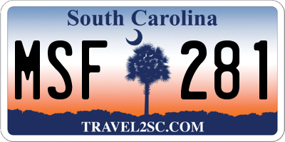 SC license plate MSF281
