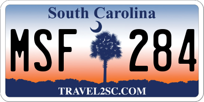 SC license plate MSF284