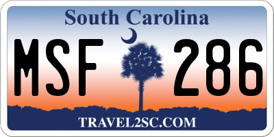 SC license plate MSF286