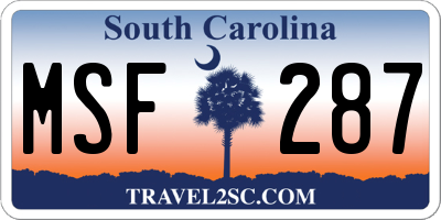 SC license plate MSF287