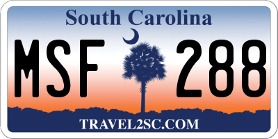 SC license plate MSF288