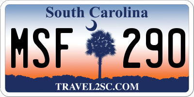 SC license plate MSF290