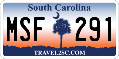 SC license plate MSF291