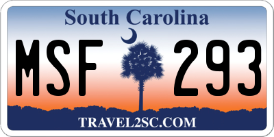 SC license plate MSF293