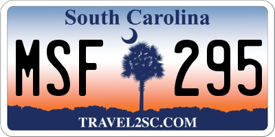 SC license plate MSF295