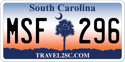 SC license plate MSF296