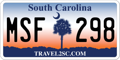 SC license plate MSF298