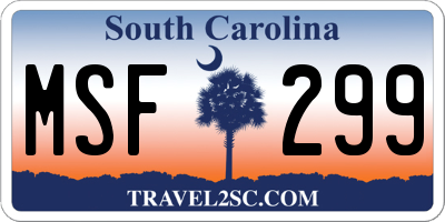 SC license plate MSF299