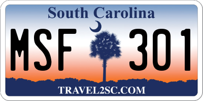 SC license plate MSF301