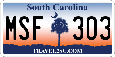 SC license plate MSF303