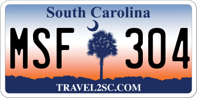 SC license plate MSF304