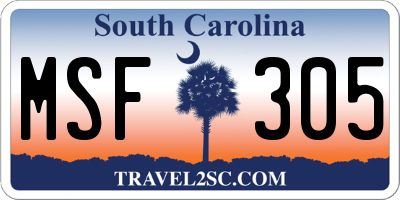 SC license plate MSF305