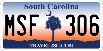 SC license plate MSF306
