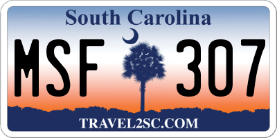 SC license plate MSF307