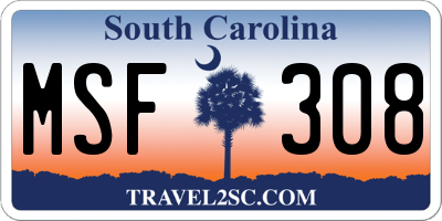 SC license plate MSF308