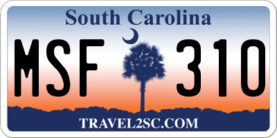 SC license plate MSF310