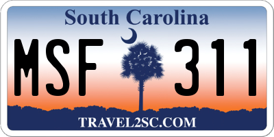 SC license plate MSF311