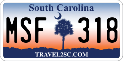 SC license plate MSF318