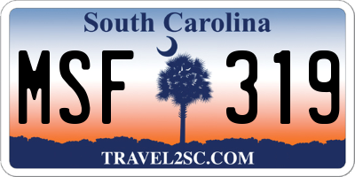 SC license plate MSF319
