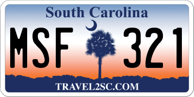 SC license plate MSF321