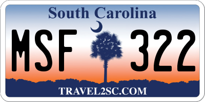 SC license plate MSF322