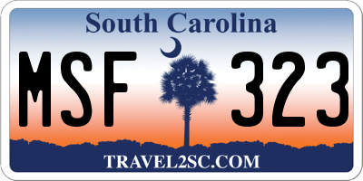 SC license plate MSF323