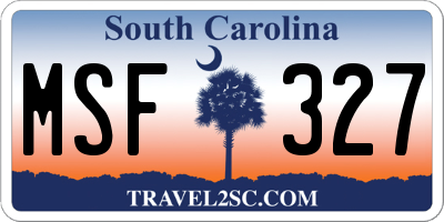 SC license plate MSF327