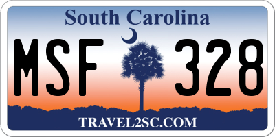 SC license plate MSF328