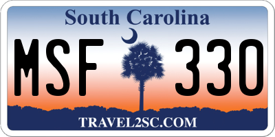 SC license plate MSF330