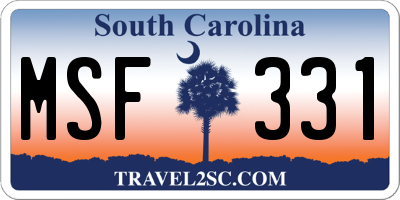 SC license plate MSF331