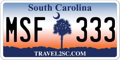 SC license plate MSF333