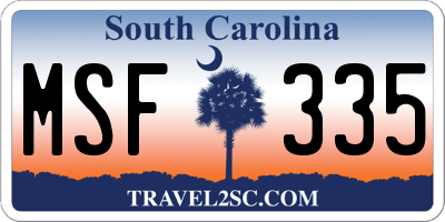 SC license plate MSF335