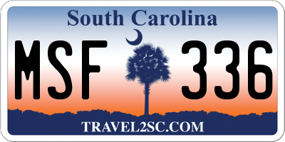 SC license plate MSF336