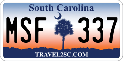 SC license plate MSF337