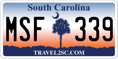 SC license plate MSF339