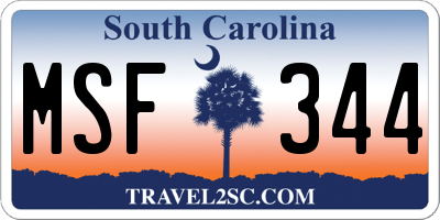 SC license plate MSF344