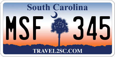 SC license plate MSF345